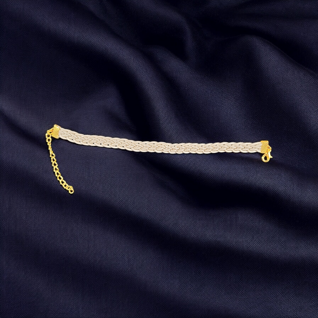 geflochtenes weißes Leder-Armband 18 - 24 cm