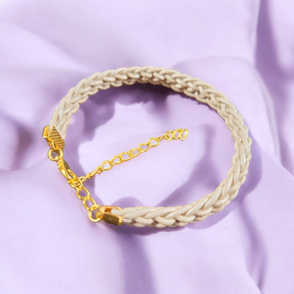 geflochtenes weißes Leder-Armband 18 - 24 cm