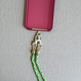 Grün-gelbes Kumihimo Handyband mit Verbinder 1,20m lang: Einzigartig, robust & handgemacht von Hedisos Selfmade