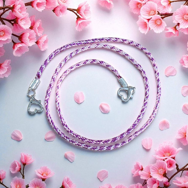 Violettes Kumihimo Handyband mit Verbinder 1,20m lang: Einzigartig, robust & handgemacht von Hedisos Selfmade