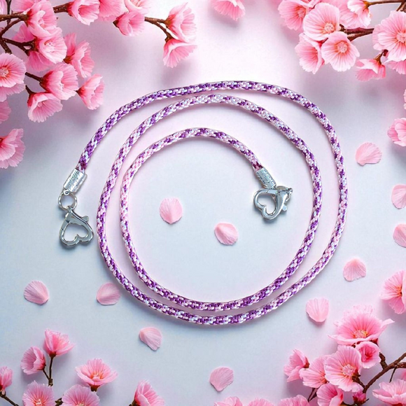 Violettes Kumihimo Handyband mit Verbinder 1,20m lang: Einzigartig, robust & handgemacht von Hedisos Selfmade