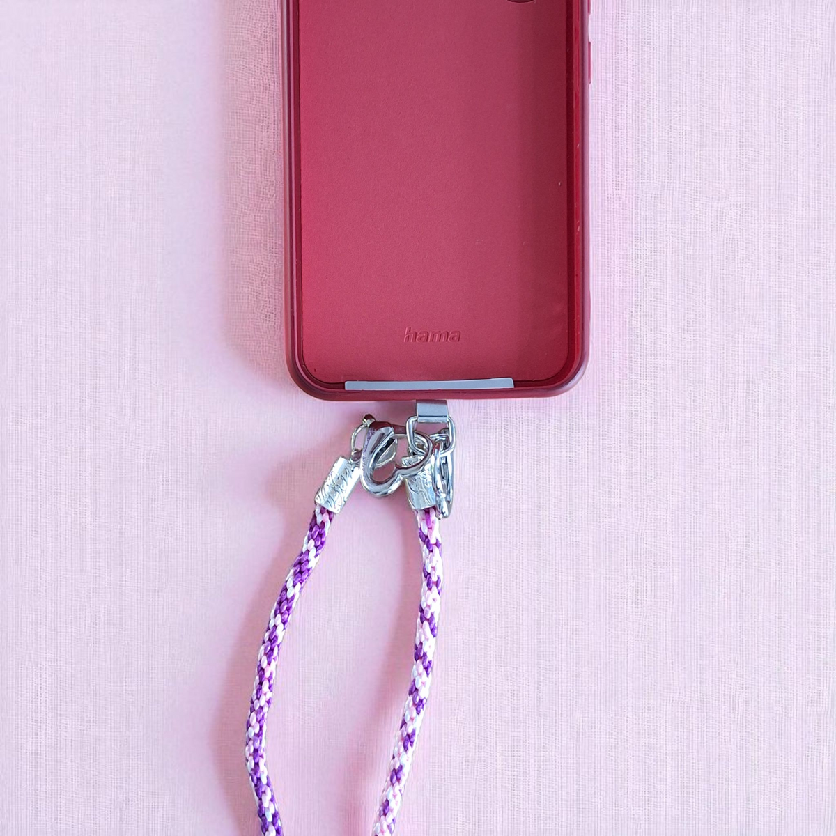 Violettes Kumihimo Handyband mit Verbinder 1,20m lang: Einzigartig, robust &amp; handgemacht von Hedisos Selfmade