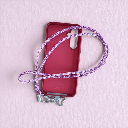 Violettes Kumihimo Handyband mit Verbinder 1,20m lang: Einzigartig, robust &amp; handgemacht von Hedisos Selfmade