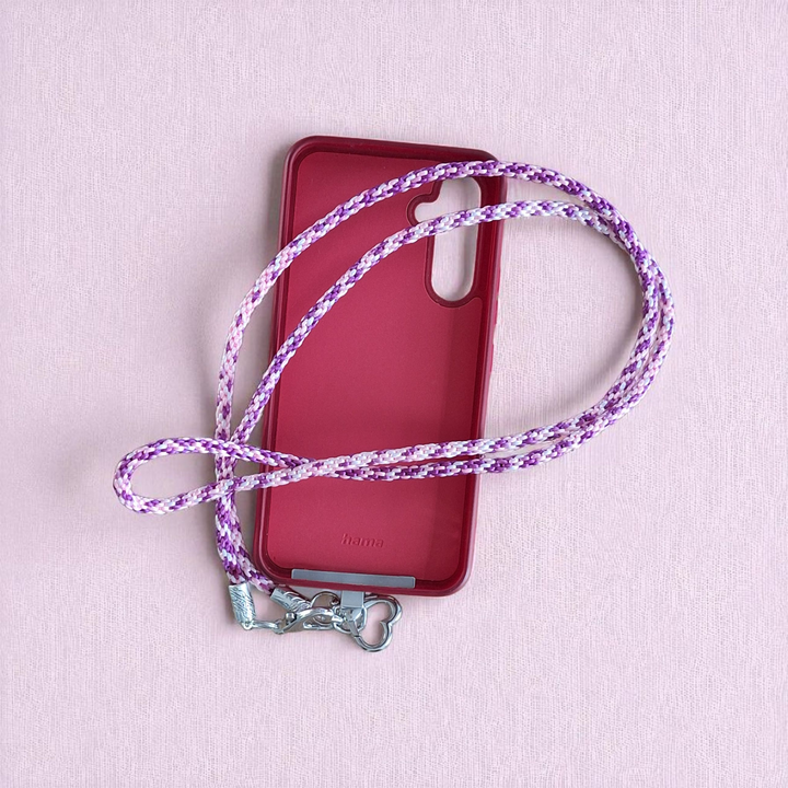 Violettes Kumihimo Handyband mit Verbinder 1,20m lang: Einzigartig, robust & handgemacht von Hedisos Selfmade