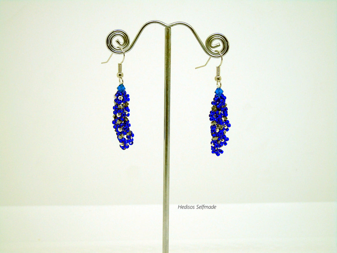 Ohrringe Blüten Royalblau – Swarovski Ohrhänger 5 cm
