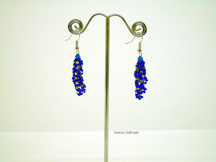 Ohrringe Blüten Royalblau – Swarovski Ohrhänger 5 cm