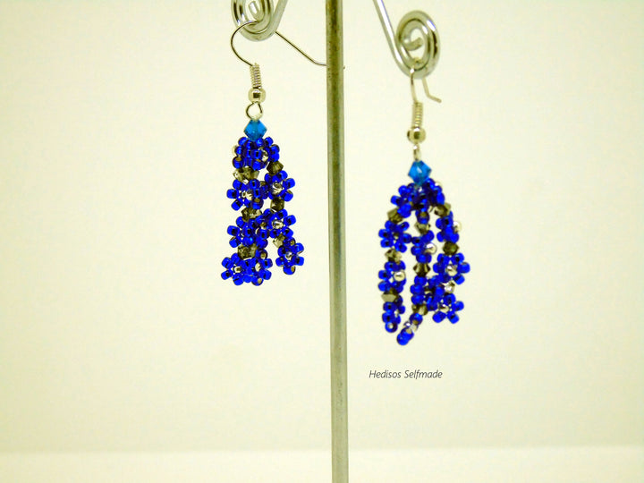 Ohrringe Blüten Royalblau – Swarovski Ohrhänger 5 cm