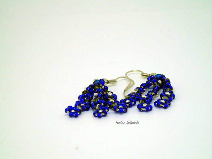 Ohrringe Blüten Royalblau – Swarovski Ohrhänger 5 cm