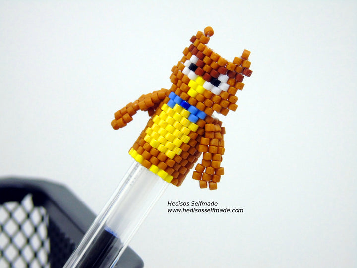 Pen Topper Eule – Stiftaufsatz aus Perlen gefädelt 3 cm