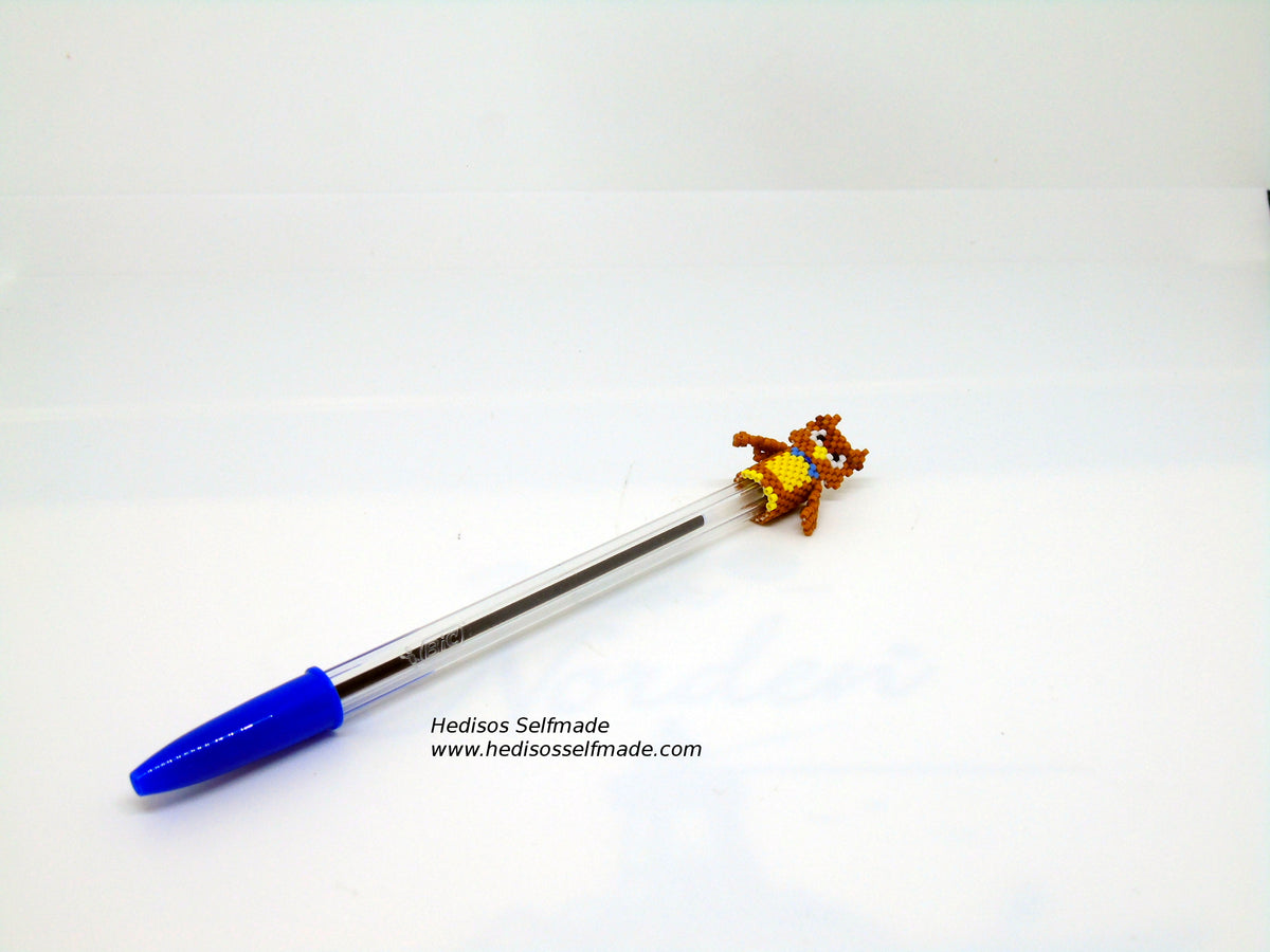 Pen Topper Eule – Stiftaufsatz aus Perlen gefädelt 3 cm