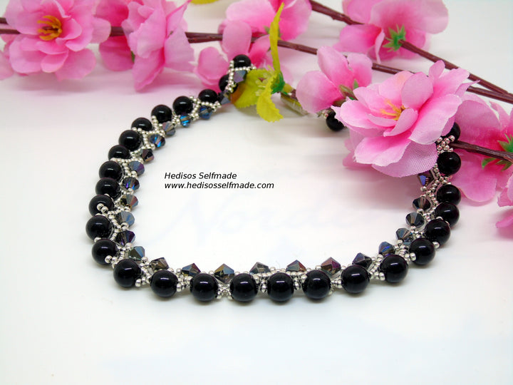 Halskette schwarz silber 45 cm – Elegantes Collier