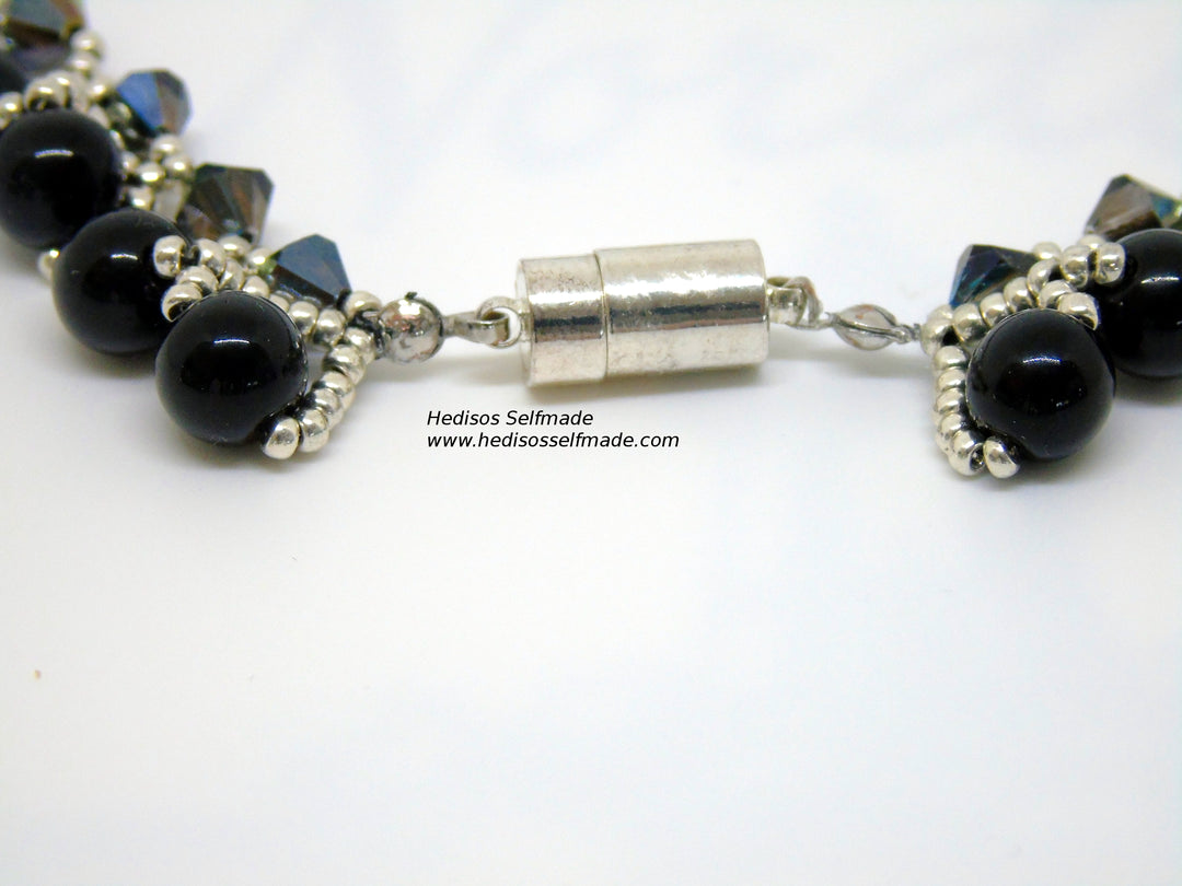 Halskette schwarz silber 45 cm – Elegantes Collier