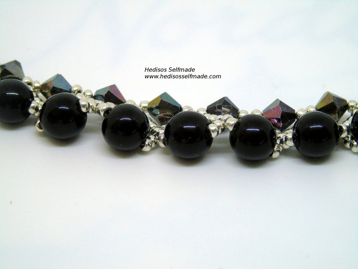 Halskette schwarz silber 45 cm – Elegantes Collier