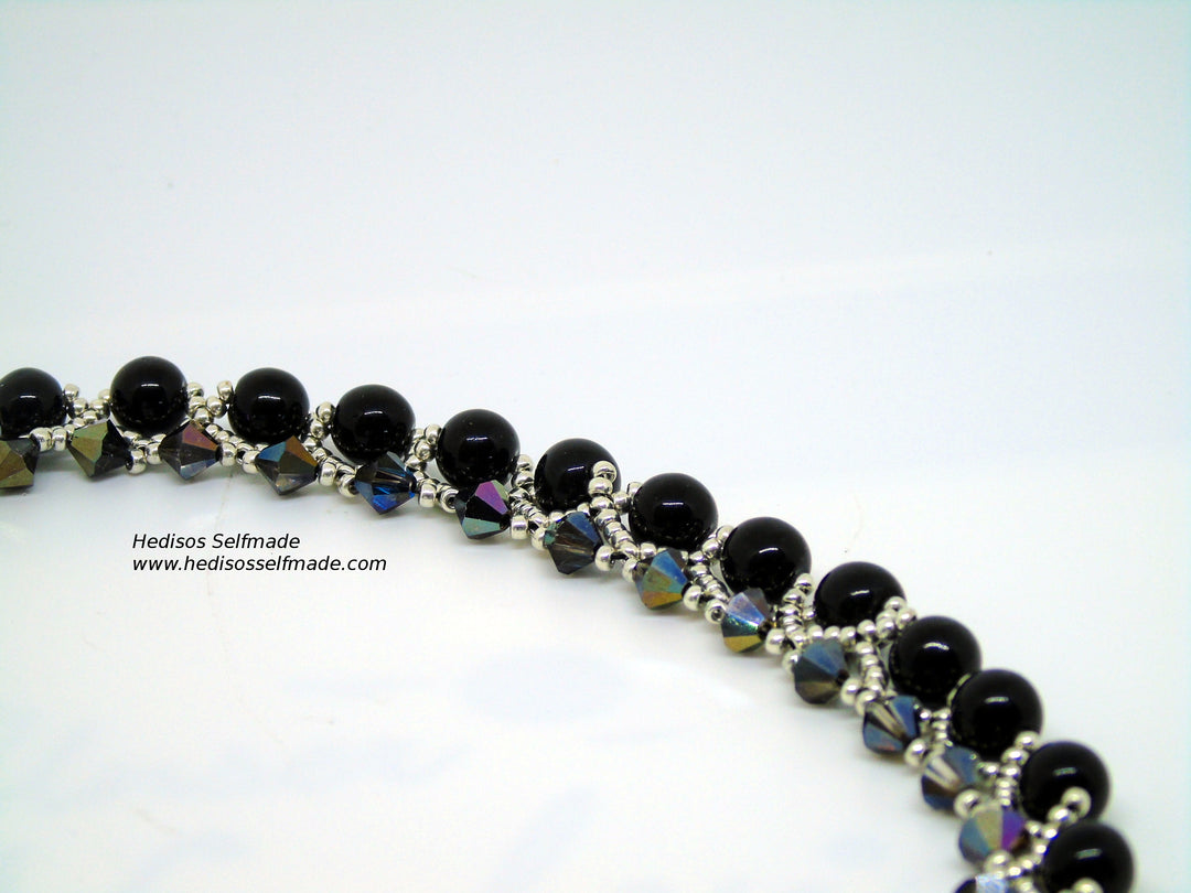 Halskette schwarz silber 45 cm – Elegantes Collier