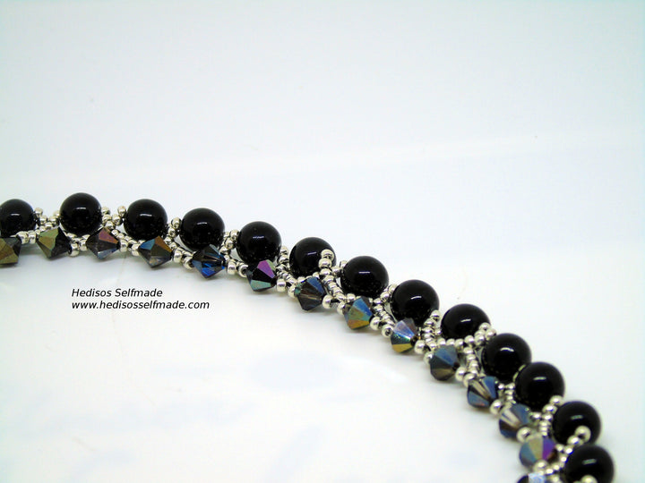 Halskette schwarz silber 45 cm – Elegantes Collier