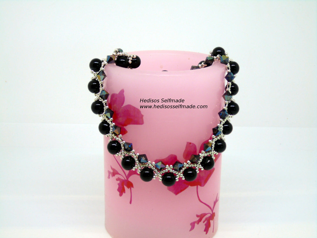 Halskette schwarz silber 45 cm – Elegantes Collier