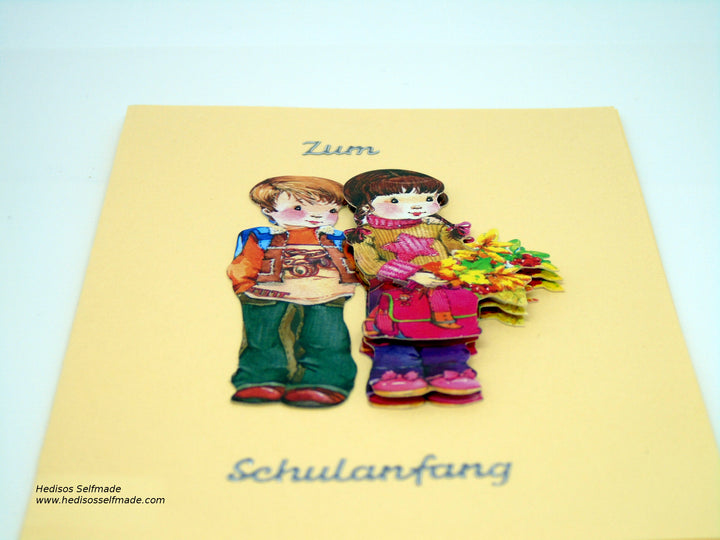 Glückwunschkarte Schuleinführung – 3D Karte für Mädchen und Jungen