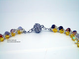 edle Halskette aus topasfarbenen Swarovski, Botswana-Achaten und Miyuki Rocailles 45 cm