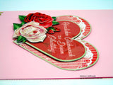 Geburtstagskarte mit Herz und Rosen #3-D #Handarbeit