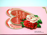 Geburtstagskarte mit Herz und Rosen #3-D #Handarbeit