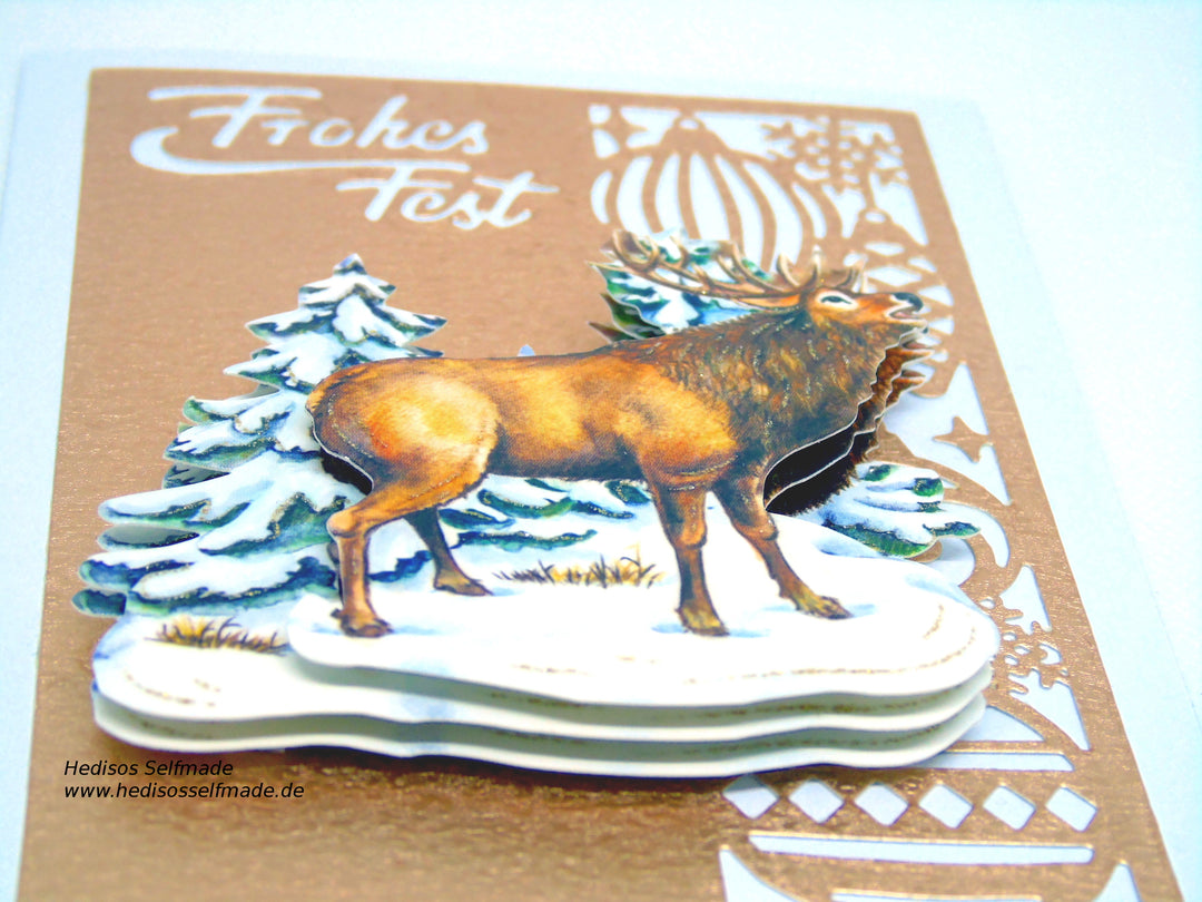3-D-Weihnachtskarte "Hirsch"