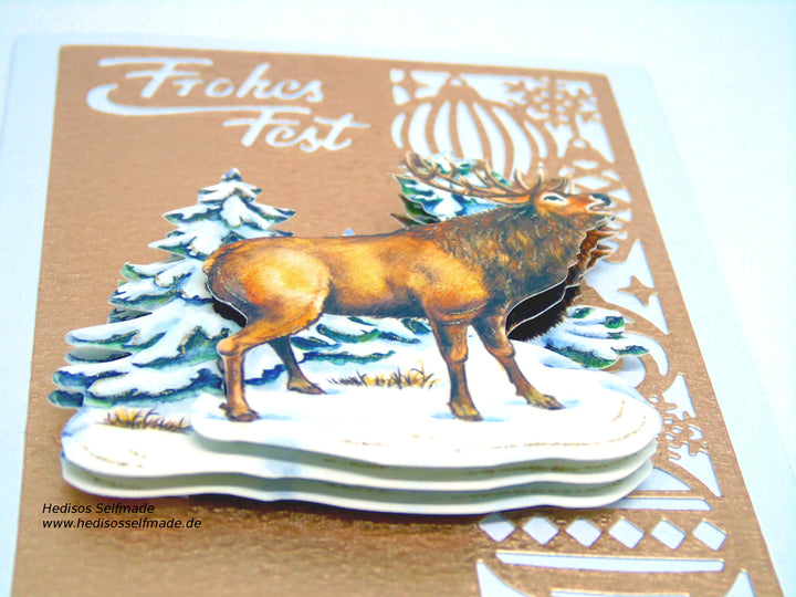 3-D-Weihnachtskarte "Hirsch"