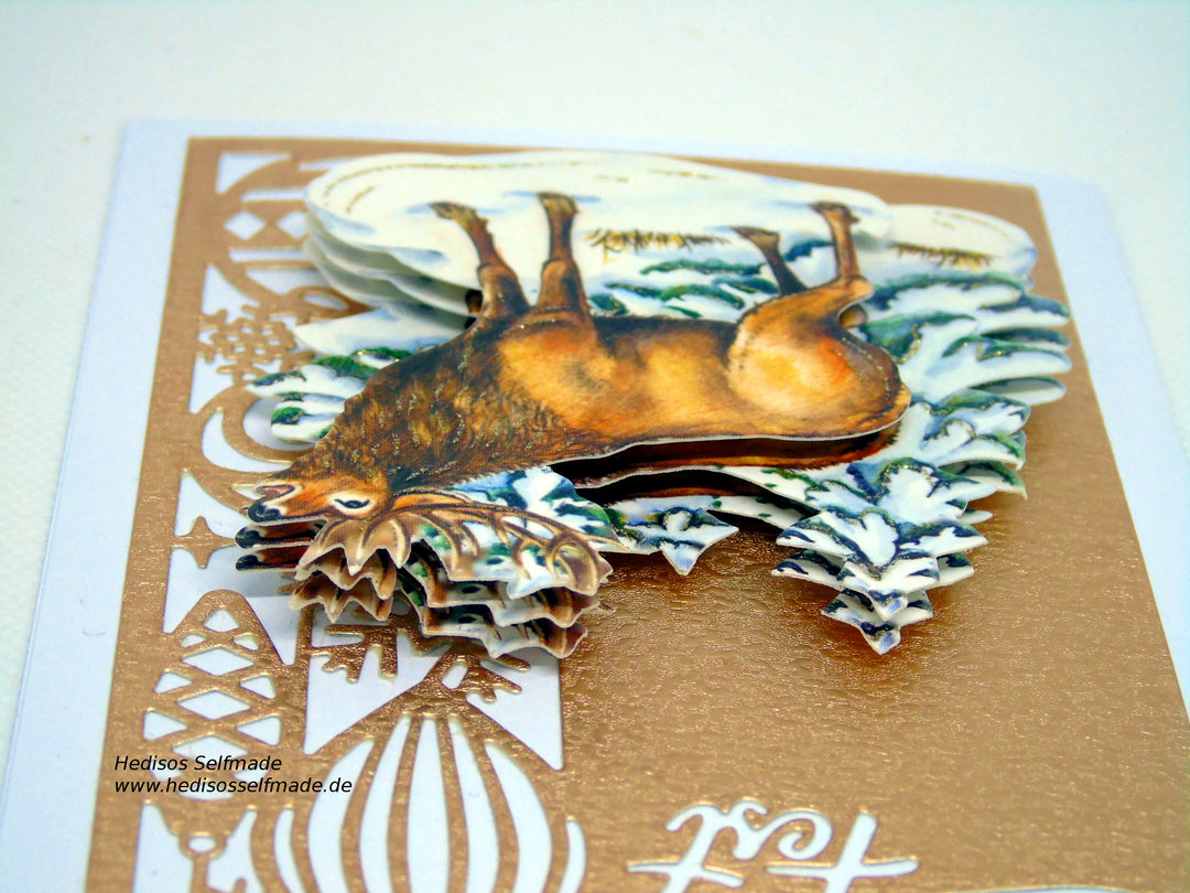 3-D-Weihnachtskarte "Hirsch"