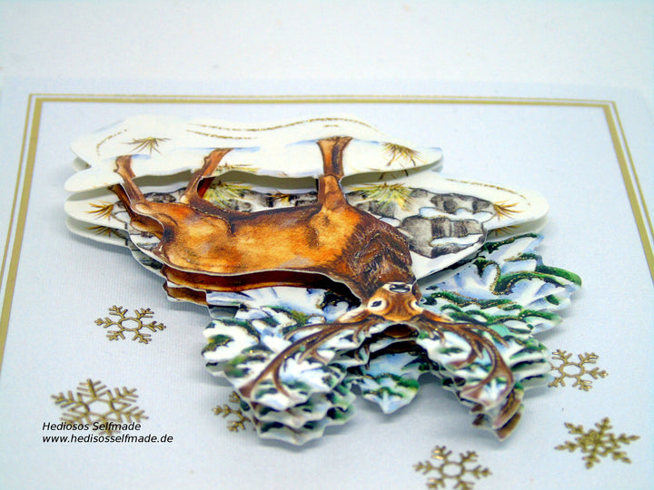 3-D-Weihnachtskarte "Hirsch"