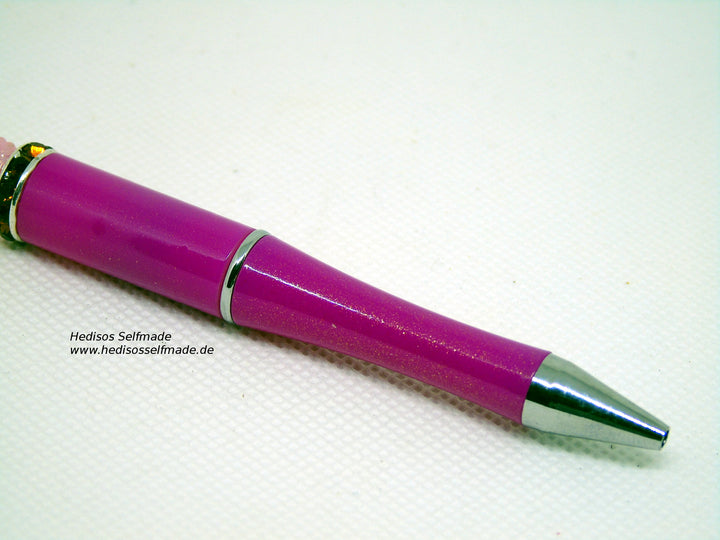 Kugelschreiber mit #Glasherzen #pink und rot mit #auswechselbarer #Mine