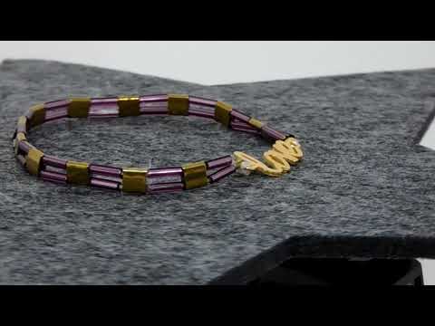 Armband "Love" aus Hämatit und Stäbchenperlen 17 cm elastisch