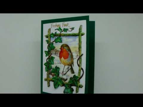 3-D-Weihnachtskarte mit #Vogel im Efeu
