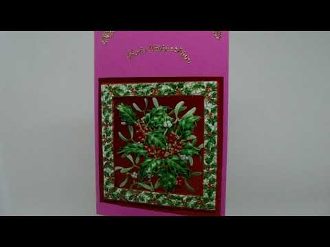 3-D-Weihnachtskarte mit #Stechpalme und #Mistelzweige