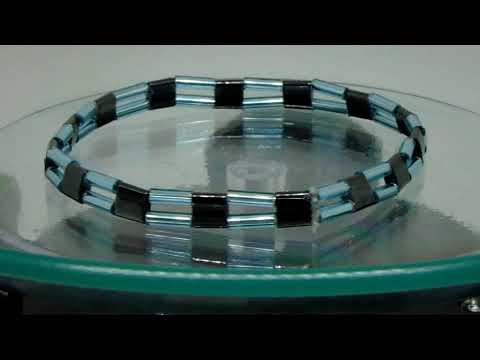 Armband aus Hämatit und Stäbchenperlen 17 cm elastisch