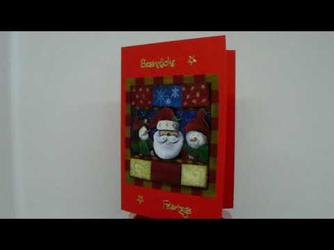 3-D-Weihnachtskarte mit #Schneemann #Weihnachtsmann und #Pinguin