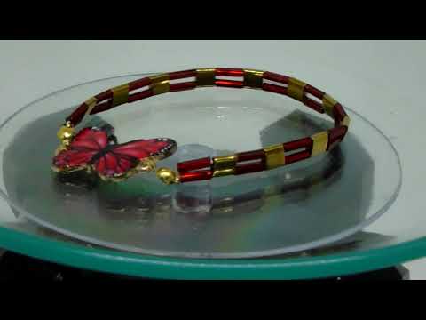 Armband "Schmetterling" aus Hämatit und Stäbchenperlen 18 cm elastisch