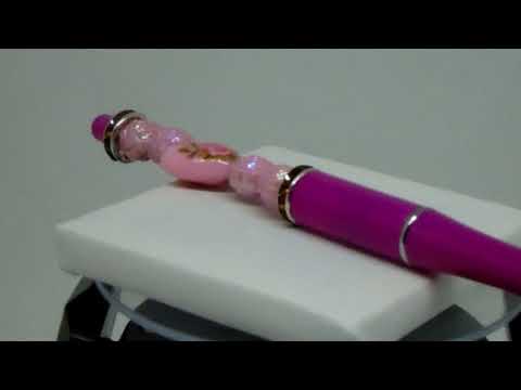 Kugelschreiber mit #Glasherzen #pink und rot mit #auswechselbarer #Mine