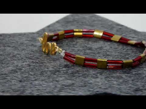 Armband "Love" aus Hämatit und Stäbchenperlen 17 cm elastisch