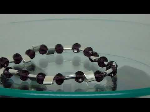 Armband aus Hämatit und Glasschliffstein 17 cm elastisch
