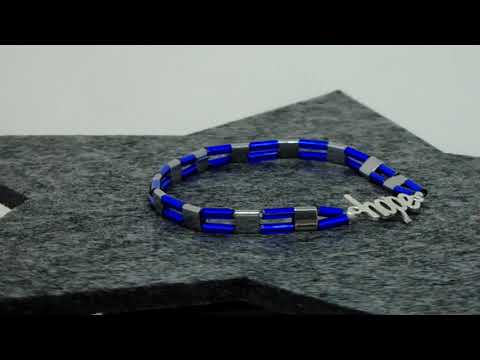 Armband "Hope" aus Hämatit und Stäbchenperlen 17 cm elastisch