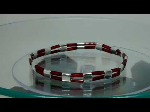 Armband aus Hämatit und Glasschliffstein 17 cm elastisch